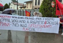 Flash mob della Cgil a Schiavon, Menegazzo: “Deve cambiare la cultura del lavoro” Schiavon protesta flai cgil