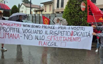 Flash mob della Cgil a Schiavon, Menegazzo: “Deve cambiare la cultura del lavoro” Schiavon protesta flai cgil