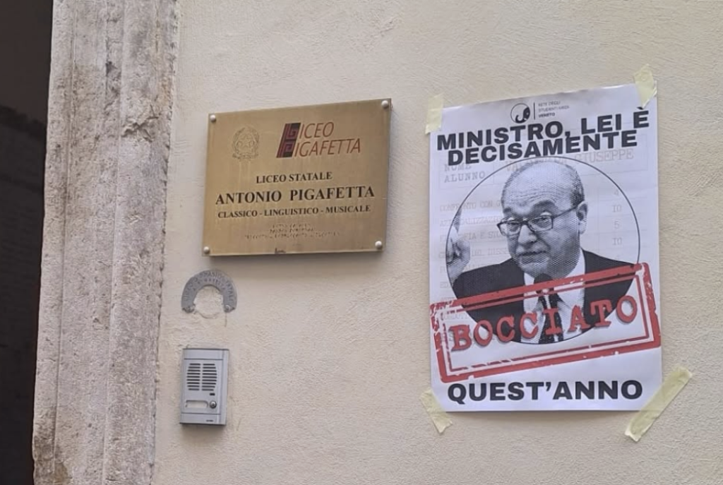 Valditara bocciato al Liceo Pigafetta da Rete degli studenti medi del Veneto