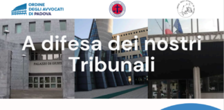 Tribunali, a Vicenza manifestazione degli Ordini degli avvocati di Vicenza, Padova e Treviso sulla riforma: “Rischi per l’organico e la giustizia locale” Tribunale di Vicenza