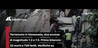 Terremoto in Venezuela, due scosse di magnitudo 7.2 e 7.5. Primo bilancio: 32 morti e 700 feriti.