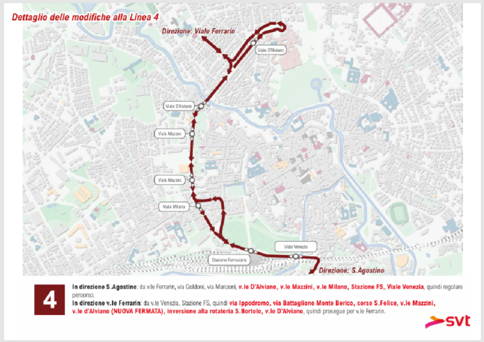 modifiche percorso linea 4 Linea 4 San Bortolo