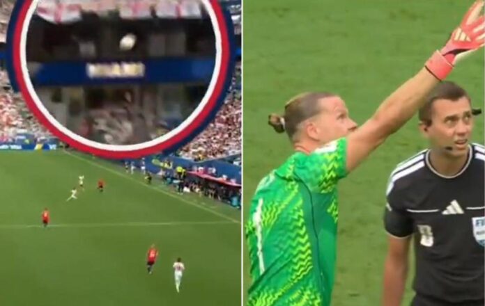 Norvegia-Inghilterra, svista choc su gol Bellingham: pallone colpisce cavo telecamera