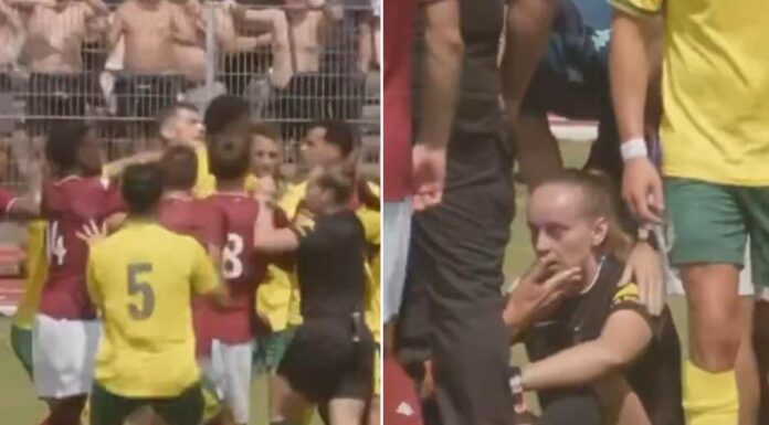 Rissa nel match amichevole, l’arbitra finisce k.o.