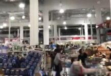 Terremoto Giappone, il negozio trema per la scossa