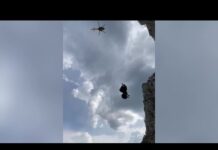 Cade con il parapendio su una parete rocciosa: il soccorso è incredibile