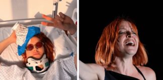 Noemi torna sul palco dopo la caduta: “Dove eravamo rimasti?”