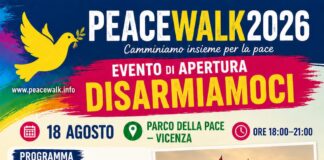 PeaceWalk 2026, da Vicenza a Venezia 5 giorni di cammino per la pace, si comincia il 18 agosto al Parco della Pace Peacewalk 2026