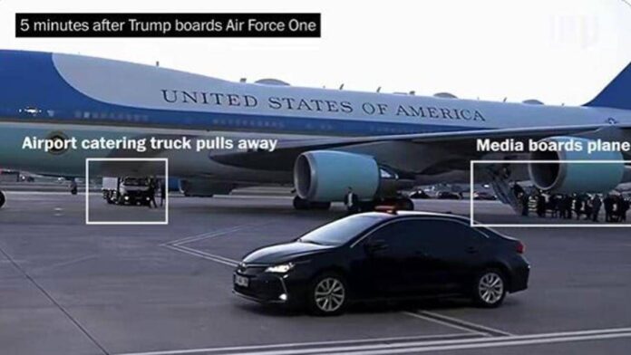 Trump e la falsa partenza sull’Air Force One, il depistaggio del tycoon contro la minaccia dell’Iran