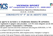 Calcio AiCS Vicenza, iscrizioni aperte e Supercoppa il 19 settembre per la stagione 2026-2027 Calcio AiCS Vicenza, iscrizioni stagione 2026-2027