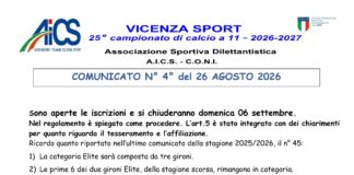 Calcio AiCS Vicenza, iscrizioni aperte e Supercoppa il 19 settembre per la stagione 2026-2027 Calcio AiCS Vicenza, iscrizioni stagione 2026-2027