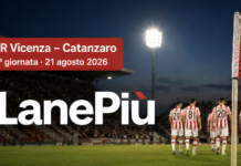 L.R. Vicenza-Catanzaro 3-2: rimonta nel finale con Pietrelli e Morra L.R. Vicenza-Catanzaro 3-2, grafica LanePiù della prima giornata