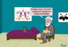 VicenzaPiù Viva n. 309 e le intelligenze, umane e artificiali, che non vanno governate da pochi intelligenza artificiale vignetta per editoriale