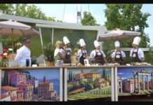 Tiramisù World Cup, concorrenti in sfida sulla tv tedesca prima della finale di Treviso Tiramisù World Cup, concorrenti in gara negli studi ZDF a Magonza