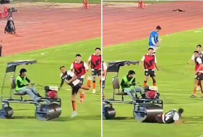 Calciatore investito in campo, l’incidente da brividi