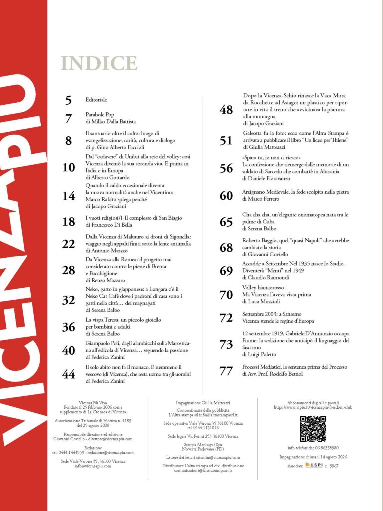 Indice Vicenzapiù n. 310, agosto settembre 2026