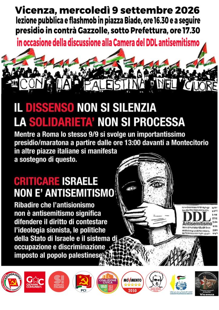 Locandina manifestazione contro Ddl antisemitismo