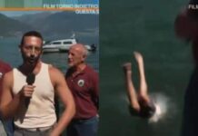 Mario Acampa, inviato di Camper, si spoglia e si getta nel lago in diretta tv: “Grazie a tutti”