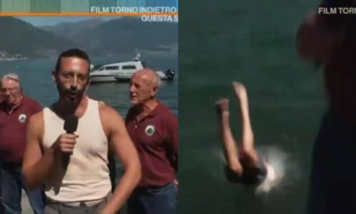 Mario Acampa, inviato di Camper, si spoglia e si getta nel lago in diretta tv: “Grazie a tutti”