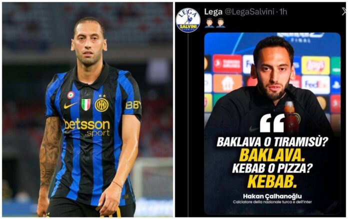 “Preferisce il kebab… alla pizza”: la Lega ‘punge’ Calhanoglu sui social