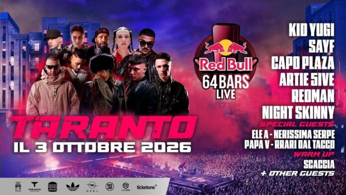 ‘Red Bull 64 Bars Live’, Ele A, Nerissima Serpe e Papa V come special guest: il live a Taranto