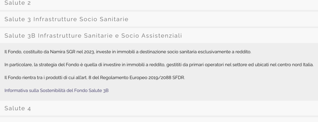 Alcuni dei fondi di Namira con focus sulla sanità privata