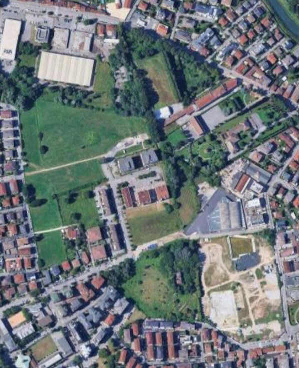 Area centrale che comprende Baronio:Ex Zambon:Ex consorzio agrario e l'area PEEP PP9: una vista aerea Area centrale che comprende Baronio:Ex Zambon:Ex consorzio agrario e l'area PEEP PP9: una vista aerea