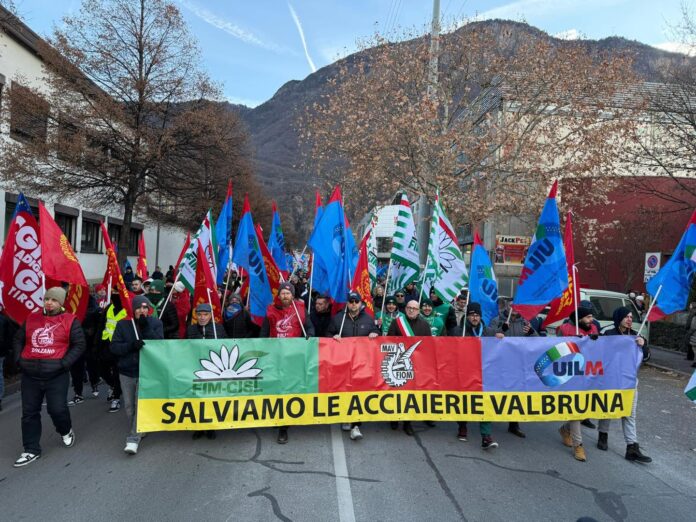 Mobilitazione sindacale per le Acciaierie Valbruna FIOM Valbruna, manifestazione dei lavoratori delle acciaierie