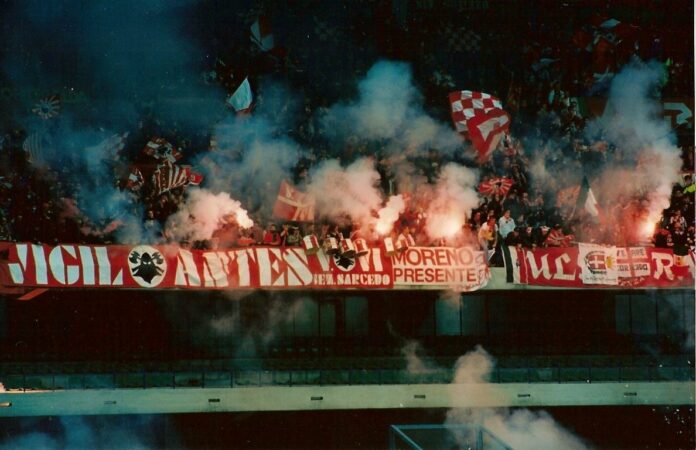 Tifosi dell’LR Vicenza sugli spalti Trasferta vietata ai tifosi del Vicenza, sostenitori biancorossi