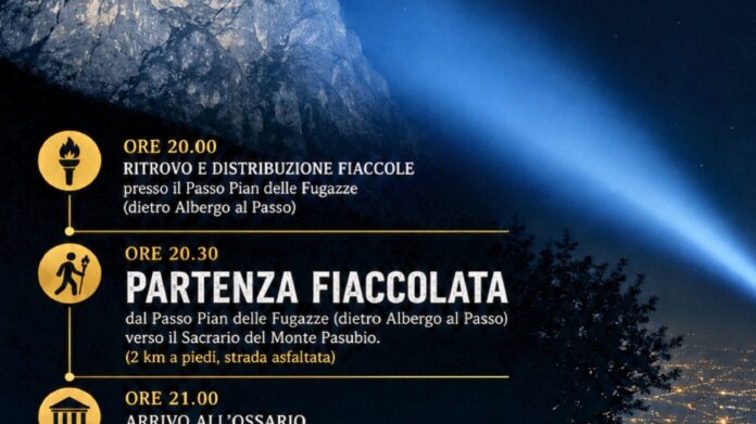 Raggio di luce sul Pasubio del 7 settembre 2026 Raggio di luce sul Pasubio e programma della fiaccolata