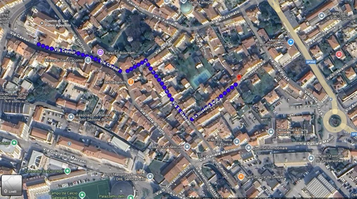 Viabilità a Schio nel centro storico, mappa delle strade Viabilità a Schio nel centro storico e via San Gaetano