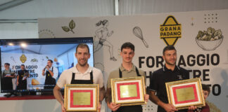 Caseus Italy chiude con 100 mila presenze: un vicentino vince il taglio del Grana Padano Caseus Italy 2026: Andrea Piva, Federico Benatello e Francesco Zonta sul podio del taglio del Grana Padano