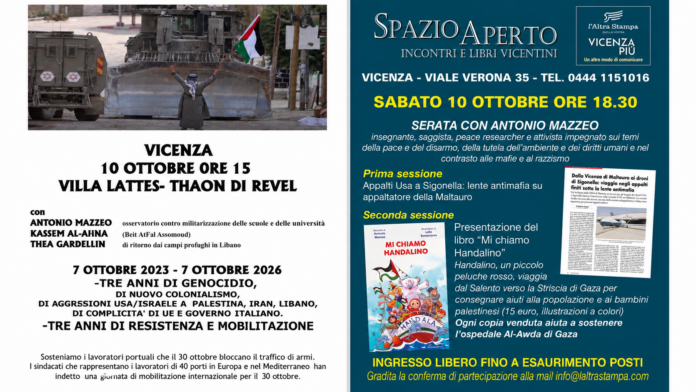Antonio Mazzeo a Vicenza il 10 ottobre Antonio Mazzeo a Vicenza il 10 ottobre