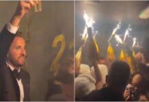 Harry Kane festeggia il Pallone d’Oro, ma le bottiglie con le scintille fanno discutere: sui social torna l’ombra di Crans-Montana