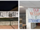 Sconcerto a Thiene, enorme striscione con scritta “Italia agli italiani” affisso nella recinzione di Corradini e Chilesotti corradini striscione