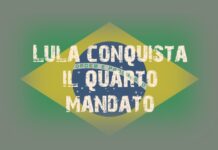 Brasile felice? Lula conquista il quarto mandato Bandiera del Brasile con la scritta sul quarto mandato per la rielezione di Lula