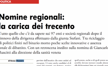 Spazio Aperto, il 20 ottobre alle 18.30 “Nomine regionali: la carica dei trecento” con Renzo Mazzaro, modera Luca Pozza Incontro sulle nomine regionali del Veneto con Renzo Mazzaro a Spazio Aperto il 20 ottobre