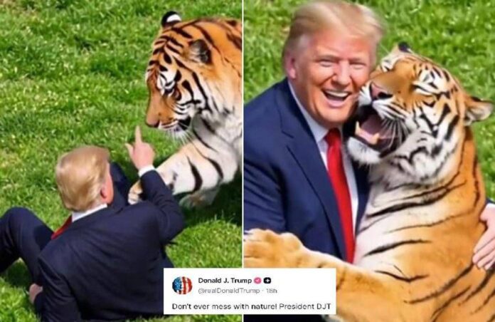 Uomo sbranato da una tigre, Trump posta il video: “Non si scherza con la natura”. Poi pubblica la parodia con IA