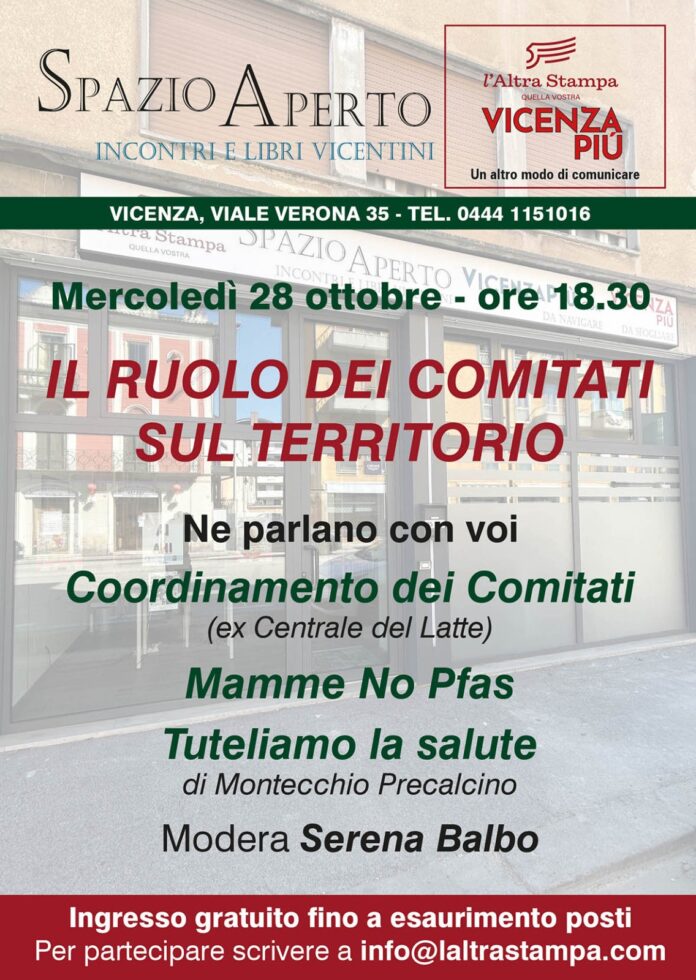Volantino dell’incontro Il ruolo dei comitati sul territorio a Spazio Aperto, 28 ottobre 2026