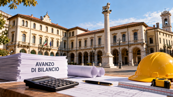 Arzignano investe quasi 900mila euro in scuole, municipio, parchi e biblioteca Investimenti comunali ad Arzignano, municipio con progetti, calcolatrice e casco da cantiere
