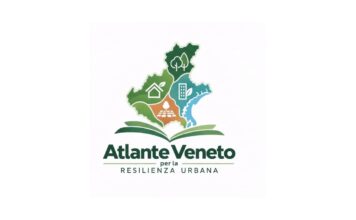 Atlante veneto della resilienza urbana, online la mappa delle città più verdi del Veneto Atlante veneto per la resilienza urbana, logo con mappa regionale e simboli di verde e città