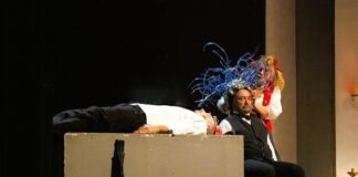 “Il colpo gobbo del dr. Frankenstin” a Piovene Rocchette per Teatro Popolare Veneto Il colpo gobbo del dr. Frankenstin, scena dello spettacolo a Piovene Rocchette
