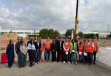 Montegalda, posato il primo pilastro del nuovo laboratorio AGROLAB da 3.300 metri quadrati Laboratorio AGROLAB a Montegalda, il cantiere con i responsabili del progetto
