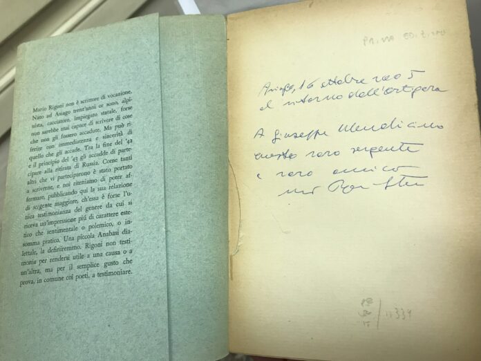 Dalla guerra alla pace, dedica di Mario Rigoni Stern