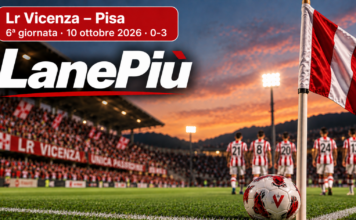 LanePiù. Lr Vicenza-Pisa 0-3: Pittarello, Calabresi e Rao gelano il Menti Lr Vicenza-Pisa 0-3, copertina LanePiù della partita