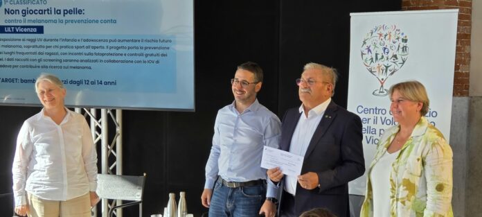 LILT Vicenza premiata dal Bando Crescendo prevenzione del melanoma tra i giovani sportivi, premiazione di LILT Vicenza