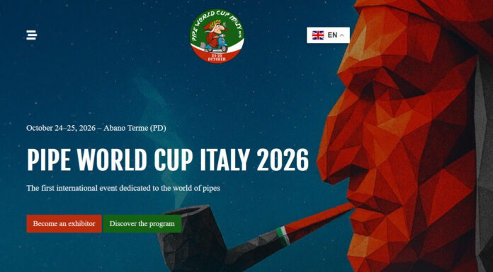 Pipe World Cup 2026 ad Abano Terme, delegazioni internazionali e gara di lento fumo Pipe World Cup 2026 ad Abano Terme, manifesto ufficiale della manifestazione internazionale
