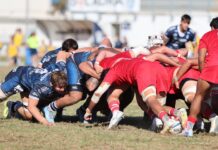 Rangers Rugby Vicenza batte Mogliano 12-8: decide il piede di Heymans alla Rugby Arena Rangers Rugby Vicenza in mischia contro Mogliano alla Rugby Arena
