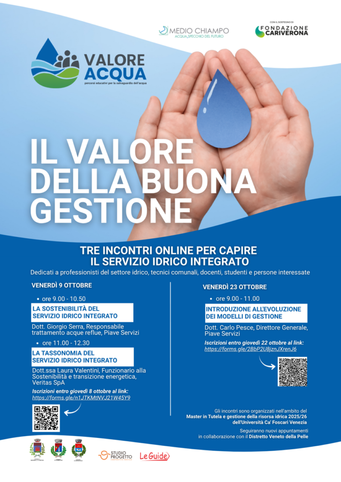 Valore Acqua, tre incontri online sulla gestione sostenibile del servizio idrico gestione sostenibile del servizio idrico