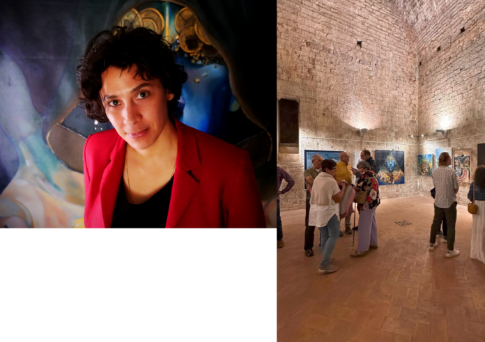 Erika Anoardi a Gubbio con Ciò che resta Erika Anoardi a Gubbio con l’opera Ciò che resta alla mostra Cari Maestri